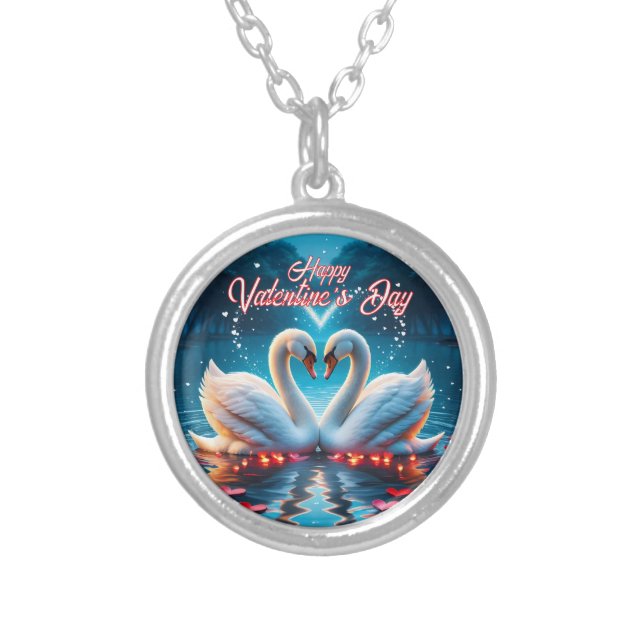 Happy Valentine's Day Silver Plated Necklace (Front)