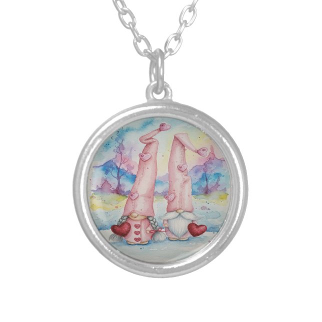 Happy Valentine's Day  Silver Plated Necklace (Front)