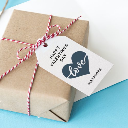 Happy Valentines day simple heart love Gift Tags