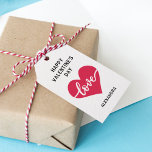 Happy Valentine's day simple magenta heart love Gift Tags<br><div class="desc">A stylish and modern Valentine's day gift tag featuring a cute romantic magenta heart decorated with the word "love". Easily customizable by adding your own text and name on the front,  and your personal greeting message on the reverse of the tag. Heart and text colors are fully personalizable.</div>