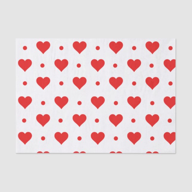 Happy Valentine's Day Simple Red Hearts Pattern Tissue Paper (Front)
