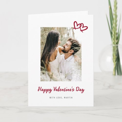 Happy Valentines Day Simple Red Photo Card