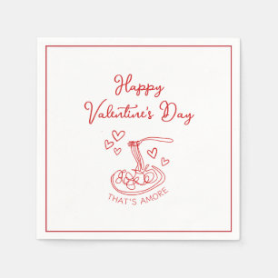 Happy Valentine's Day Simple That's Amore Red Napkins