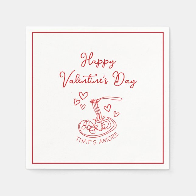 Happy Valentine's Day Simple That's Amore Red Napkins (Front)