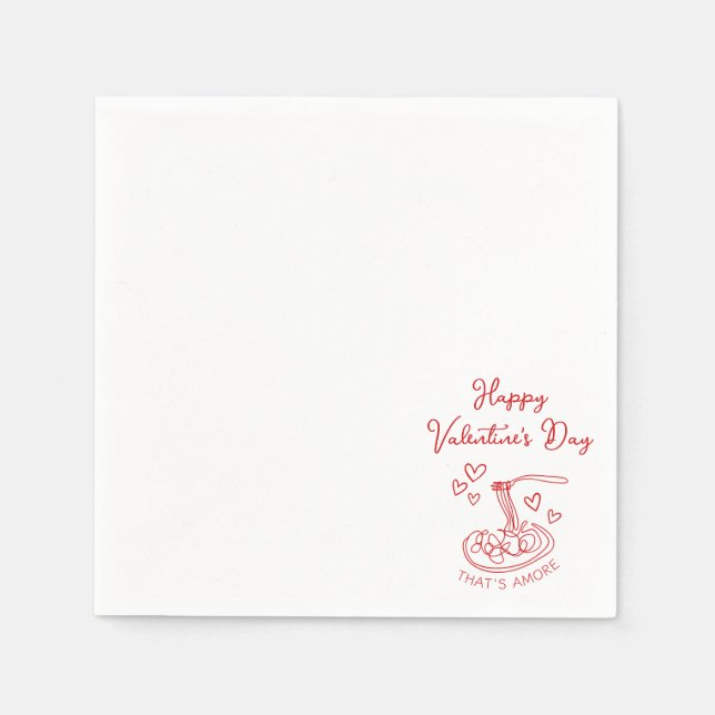 Happy Valentine's Day Simple That's Amore Red Napkins (Front)