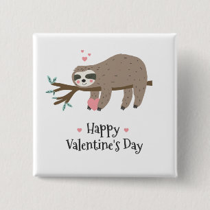 Happy Valentine's Day Sloth Button