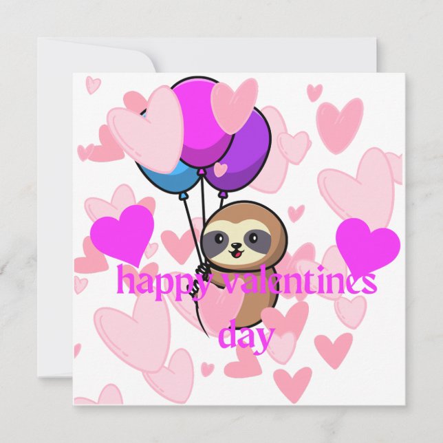 happy valentines day sloth card (Front)