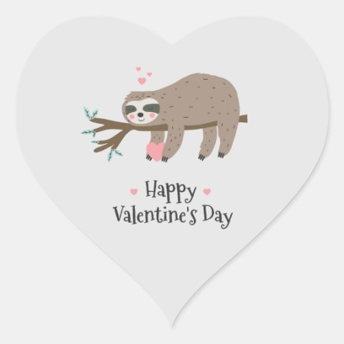 Happy Valentines Day Sloth Heart Sticker