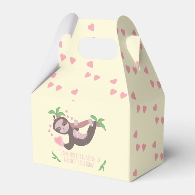 Happy Valentine's Day Sloth Hearts Birthday    Favor Boxes (Front Side)