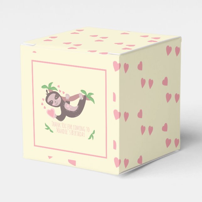 Happy Valentine's Day Sloth Hearts Birthday  Favor Boxes (Front Side)