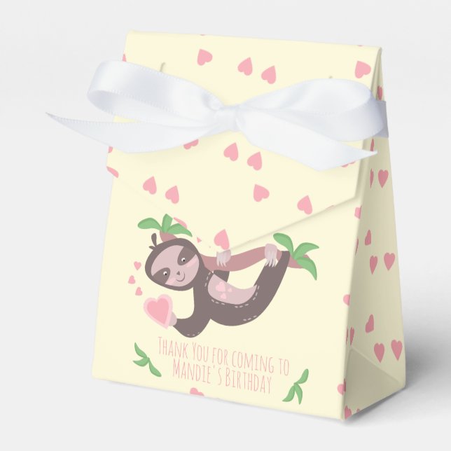 Happy Valentine's Day Sloth Hearts Birthday  Favor Boxes (Front Side)