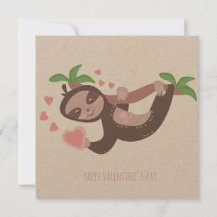 Happy Valentine's Day Sloth Hearts Illustration C Card