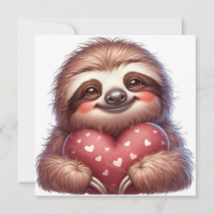 Happy Valentine's Day Sloth Holiday Card