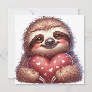 Happy Valentine's Day Sloth Holiday Card