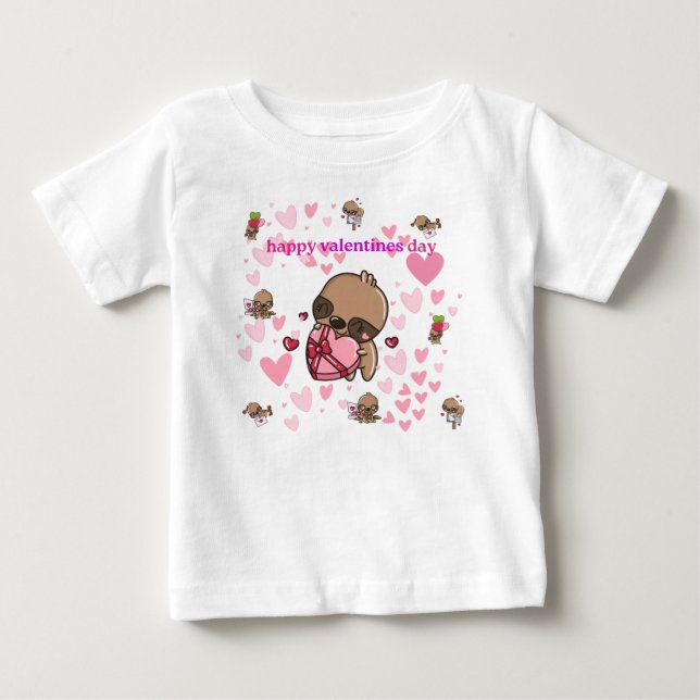 Happy Valentine's Day Sloth Kids T-Shirt (Front)