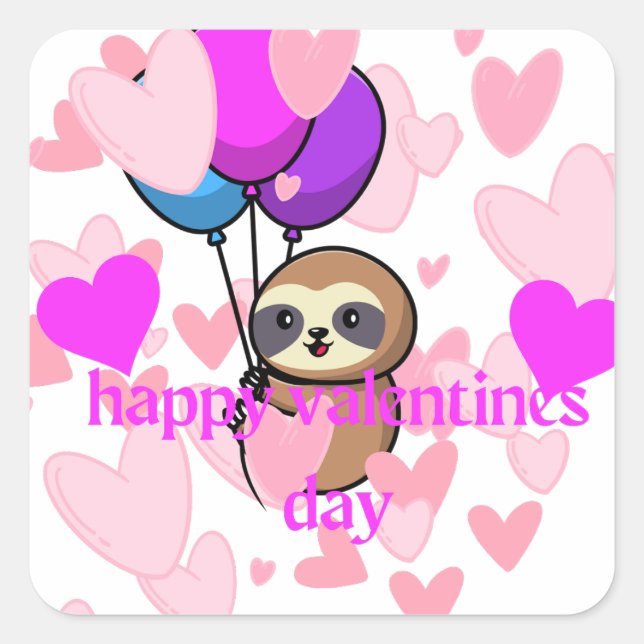 happy valentines day sloth sticker (Front)