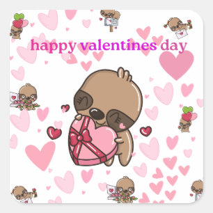 Happy Valentine's Day Sloth Sticker