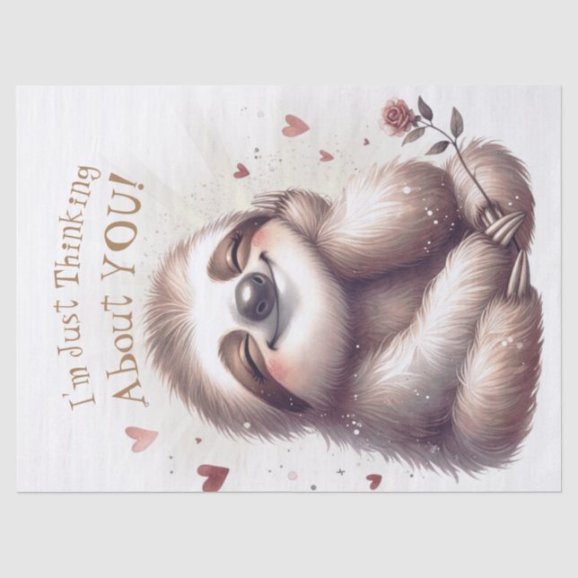 Happy Valentine's Day Sloth Tissue Paper (Front)