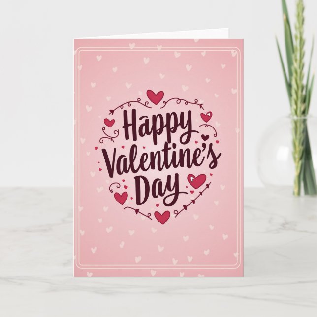 Happy Valentines Day Smooth Hearts Card (Front)