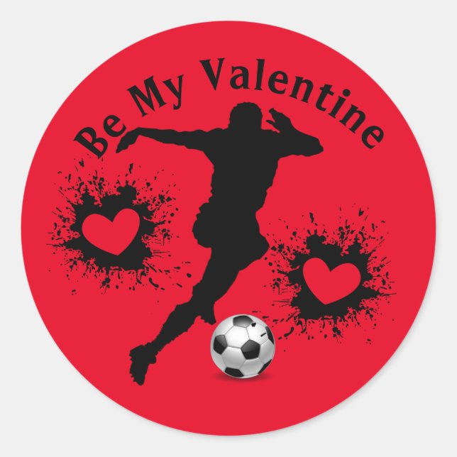 Happy Valentines Day Soccer Player Sticker (Front)