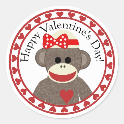 Happy Valentines Day sock monkey sticker