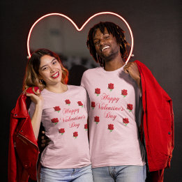 Happy Valentine's Day Soft Pastel Red Roses Unisex T-Shirt