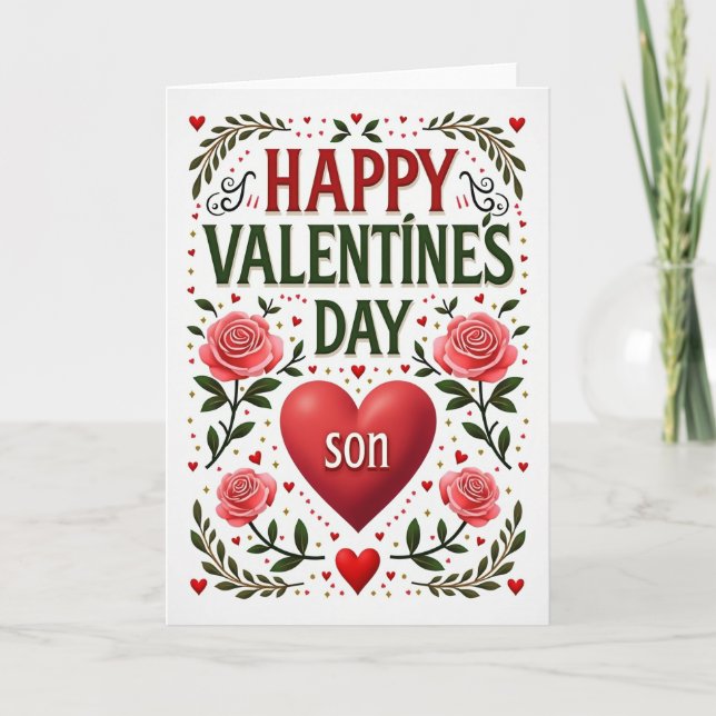 Happy Valentines Day Son Hearts Card (Front)