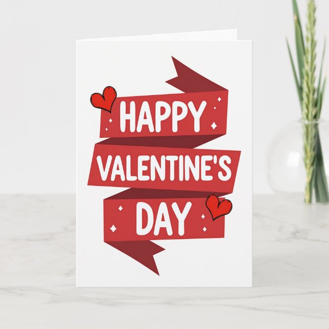 Happy Valentines Day Sparkle Heart Card (Front)