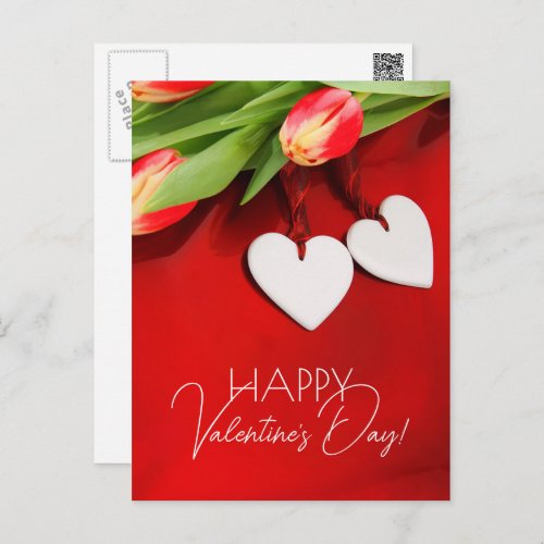 Happy Valentines Day Spring Tulips Holiday Postcard