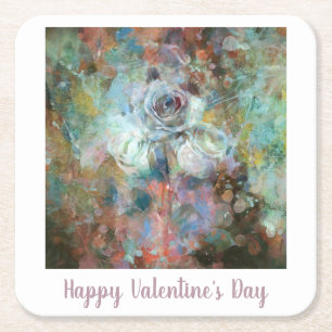 Happy Valentine's Day. Square Paper Coaster