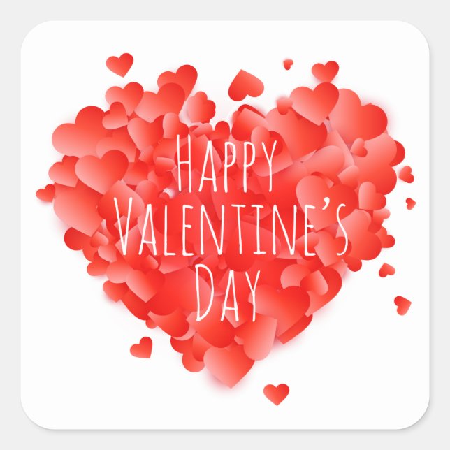 Happy Valentine's Day Square Sticker (Front)