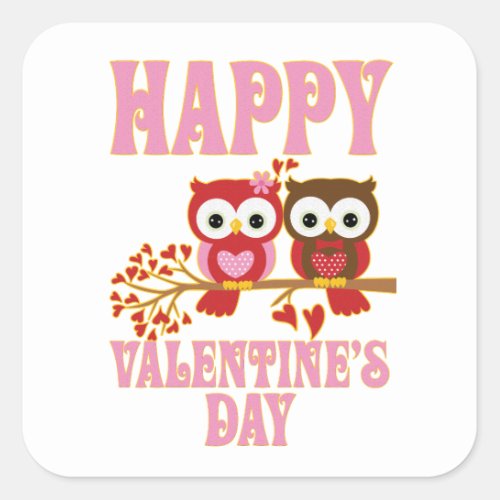 Happy Valentines Day Square Sticker
