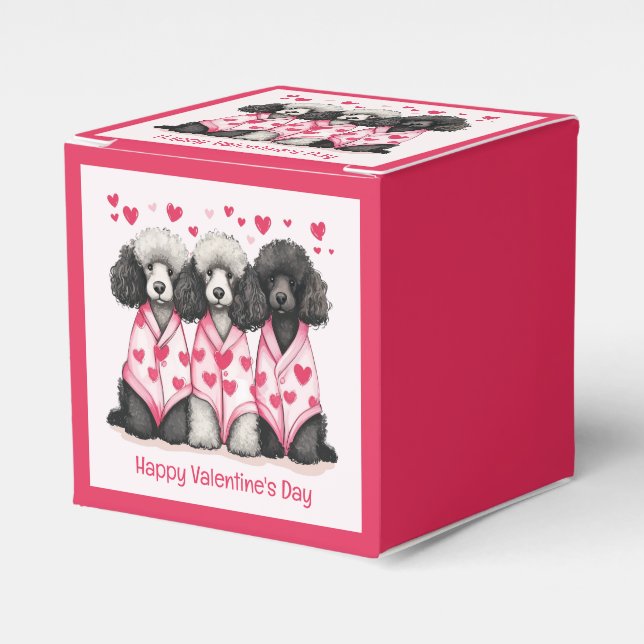 Happy Valentines Day Standard Poodle Dogs Favor Boxes (Front Side)