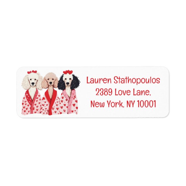 Happy Valentines Day Standard Poodle Dogs Label (Front)
