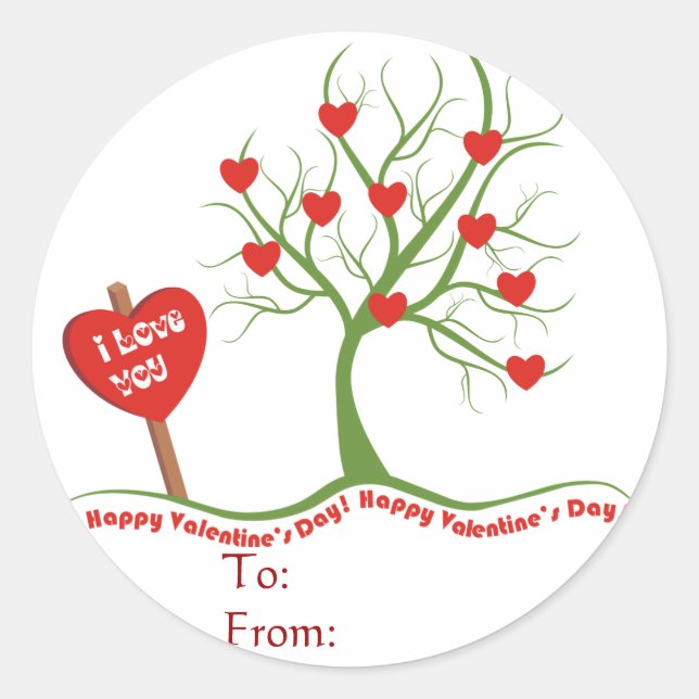Happy Valentine's Day Sticker-Gift tag (Front)