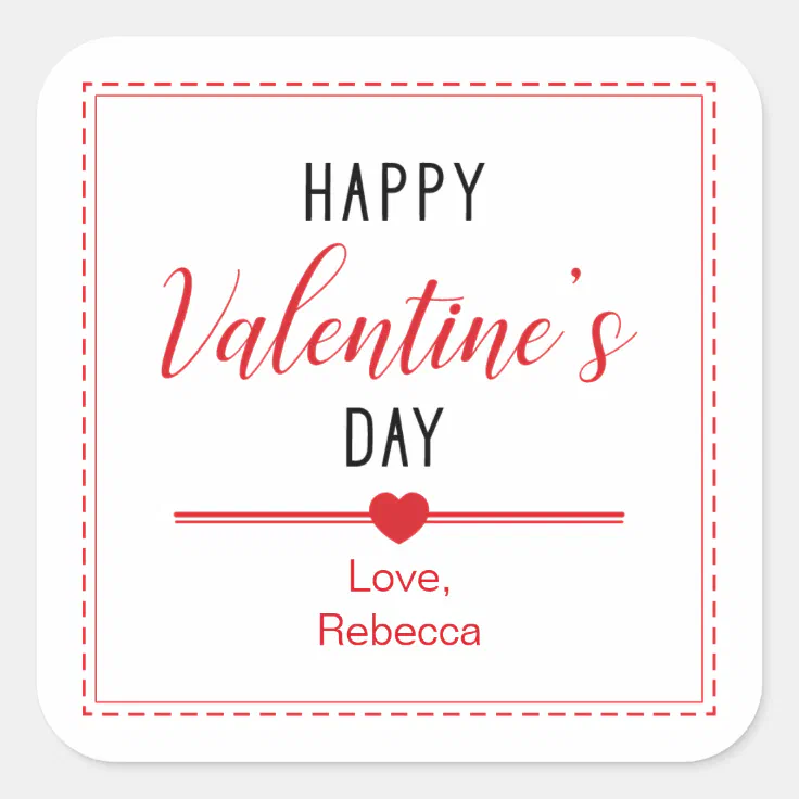 Happy Valentine's Day Sticker Label Gift Tags, Red | Zazzle