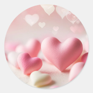 Happy Valentine's Day sticker with pink hearts
