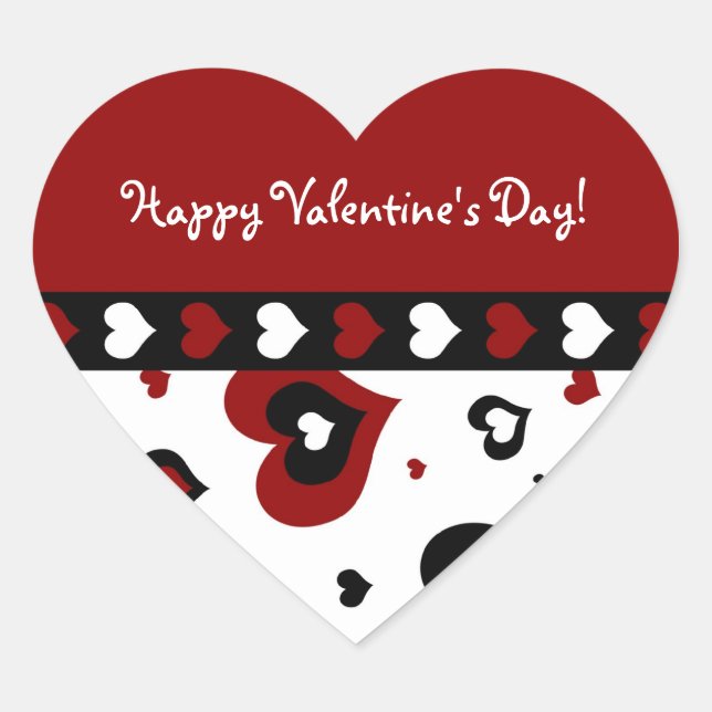 Happy Valentine's Day Stickers Hearts Red (Front)