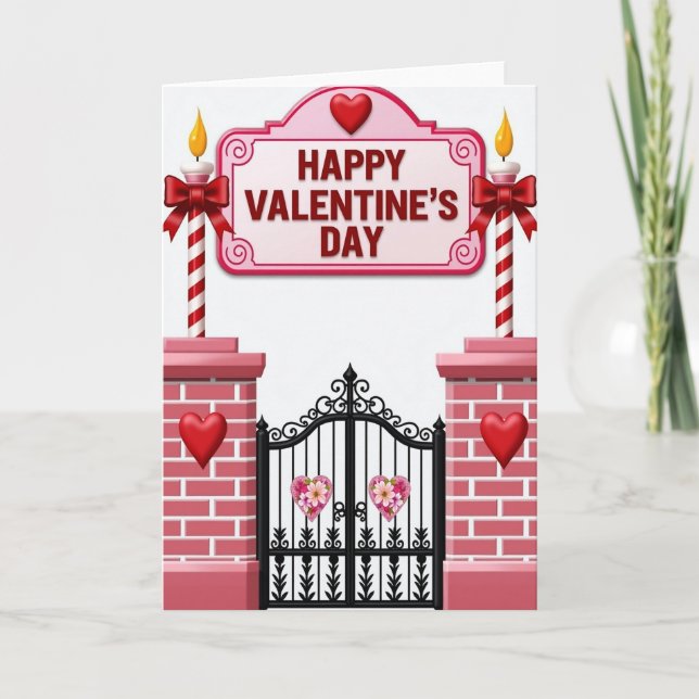 Happy Valentines Day Striped Card (Front)
