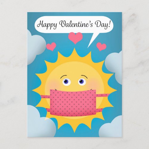 Happy Valentines Day Sunshine in Covid Face Mask Holiday Postcard