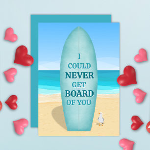 Happy Valentine's Day Surfer Could Never Get Board Holiday Card