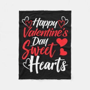 Happy Valentine's Day Sweet Hearts Couples Valenti Fleece Blanket
