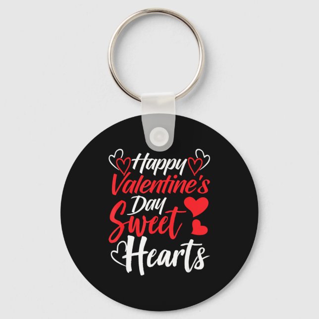 Happy Valentine's Day Sweet Hearts Couples Valenti Keychain (Front)