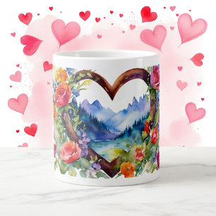 Happy Valentine's Day Sweet Memories of First Kiss Giant Coffee Mug