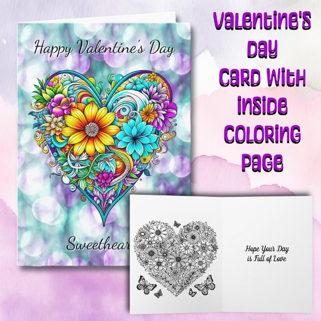 Happy Valentine's Day Sweetheart | Coloring Page Card (Creator Uploaded)