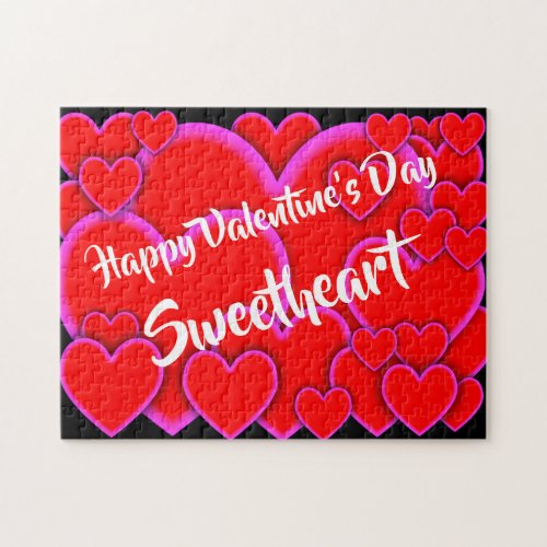 Happy Valentines Day Sweetheart Romantic Hearts Jigsaw Puzzle
