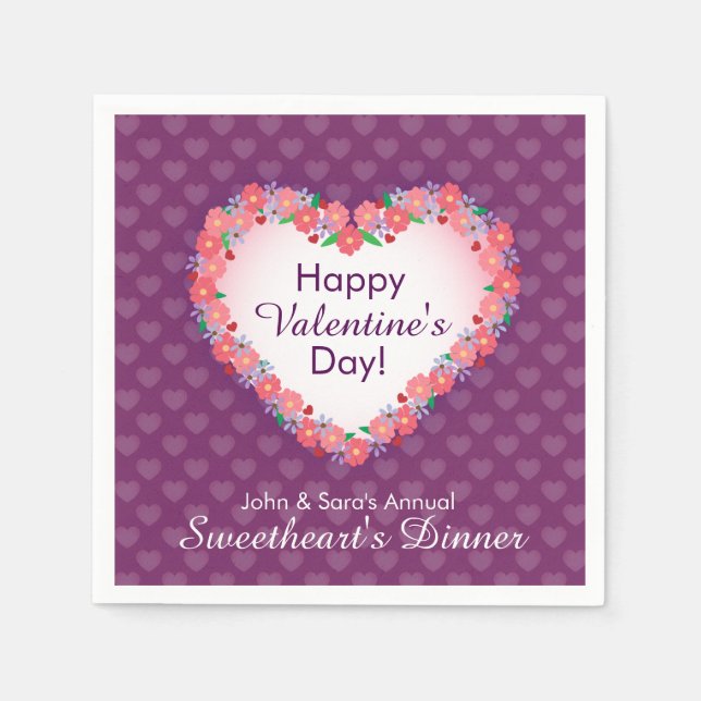 Happy Valentine's Day, Sweetheart's Dinner Napkins (Front)