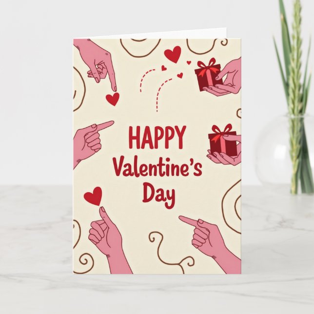 Happy Valentines Day Swirl Card (Front)