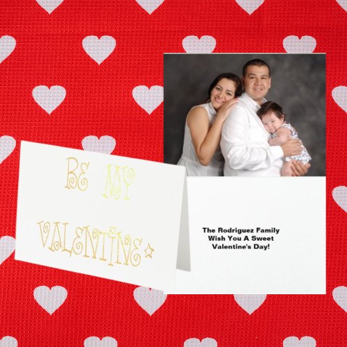 Happy Valentines Day Swirly Font Add Photo  Name Foil Card