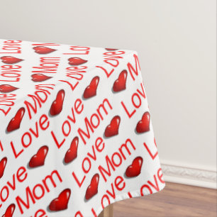 Happy Valentine's Day Tablecloth Love Mom Hearts